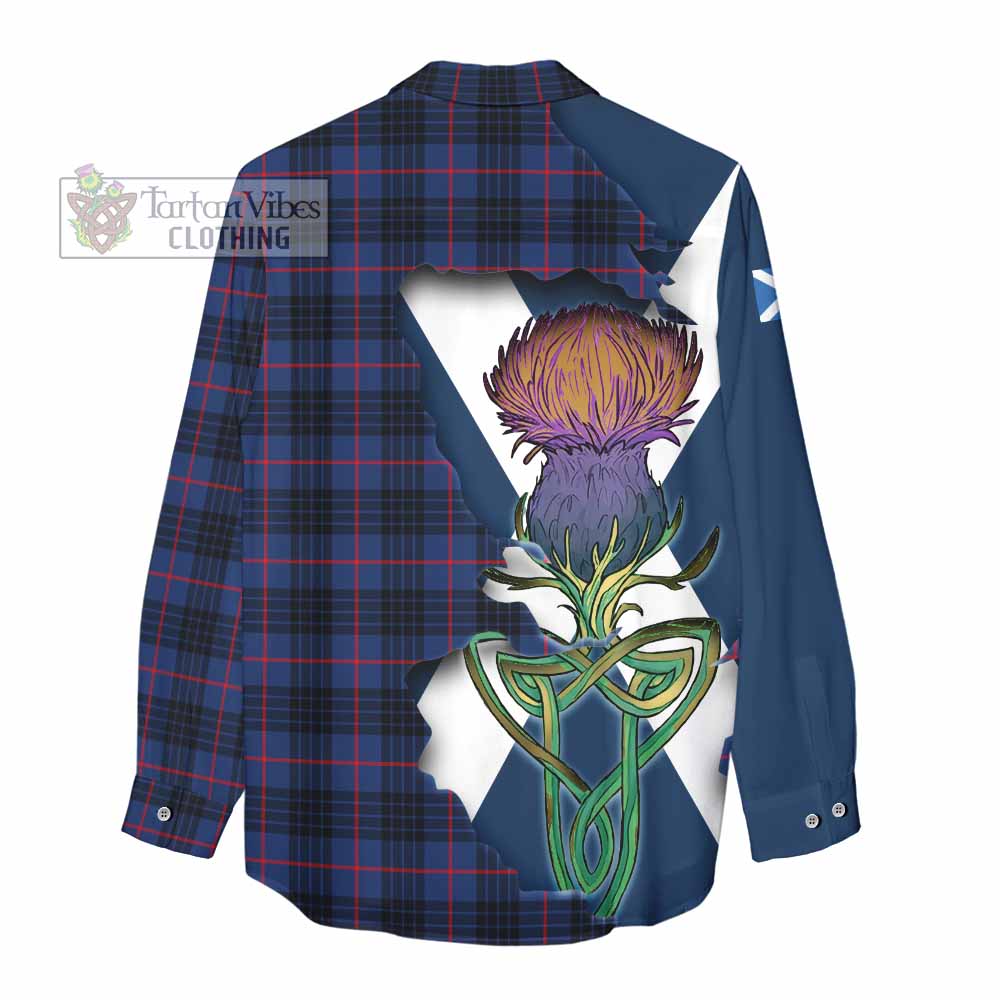 Tartan Vibes Clothing Morgan Tartan Family Crest Women's Casual Shirt Scottish Thistle Celtic Inspired
