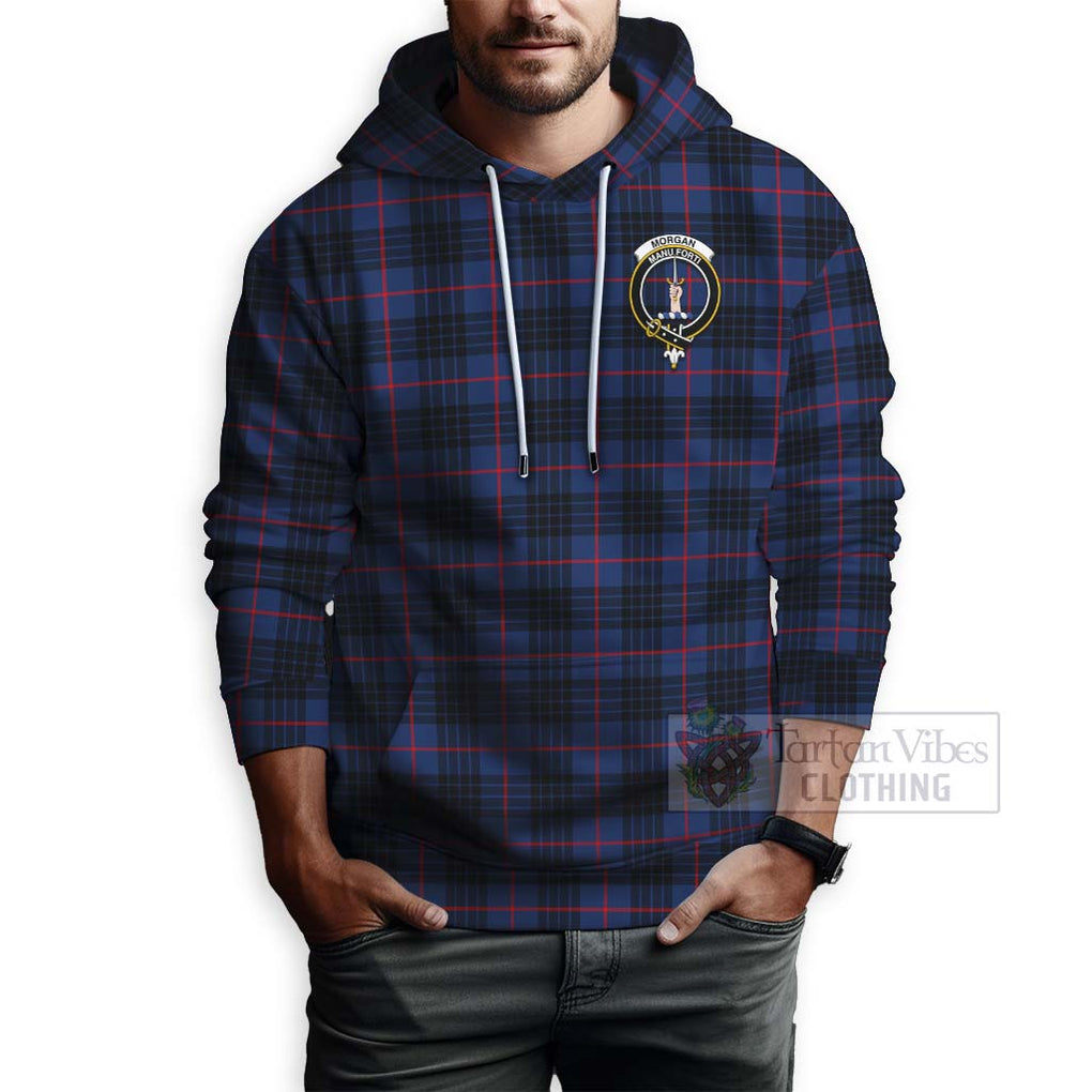 Morgan Tartan Hoodie with Family Crest Celtic Skull Style - Tartan Vibes Clothing