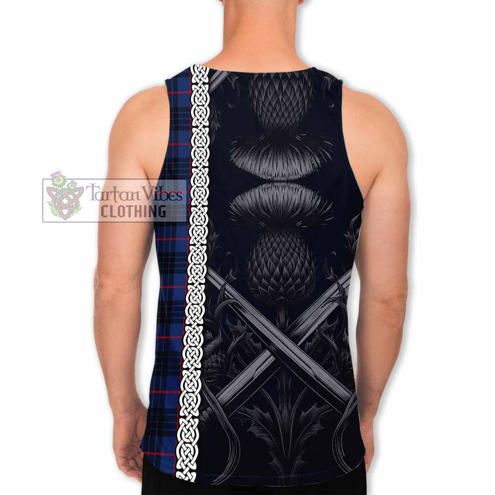Morgan Tartan Men's Tank Top with Family Crest Cross Sword Thistle Celtic Vibes - Tartan Vibes Clothing