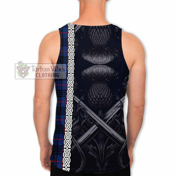 Morgan Tartan Men's Tank Top with Family Crest Cross Sword Thistle Celtic Vibes - Tartan Vibes Clothing