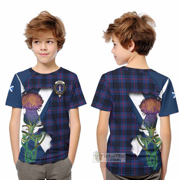 Tartan Vibes Clothing Morgan Tartan Family Crest Kid T-Shirt Scottish Thistle Celtic Inspired