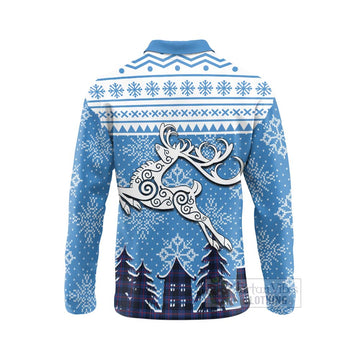 Morgan Clan Christmas Long Sleeve Polo Shirt Celtic Reindeer Style - Tartan Vibes Clothing