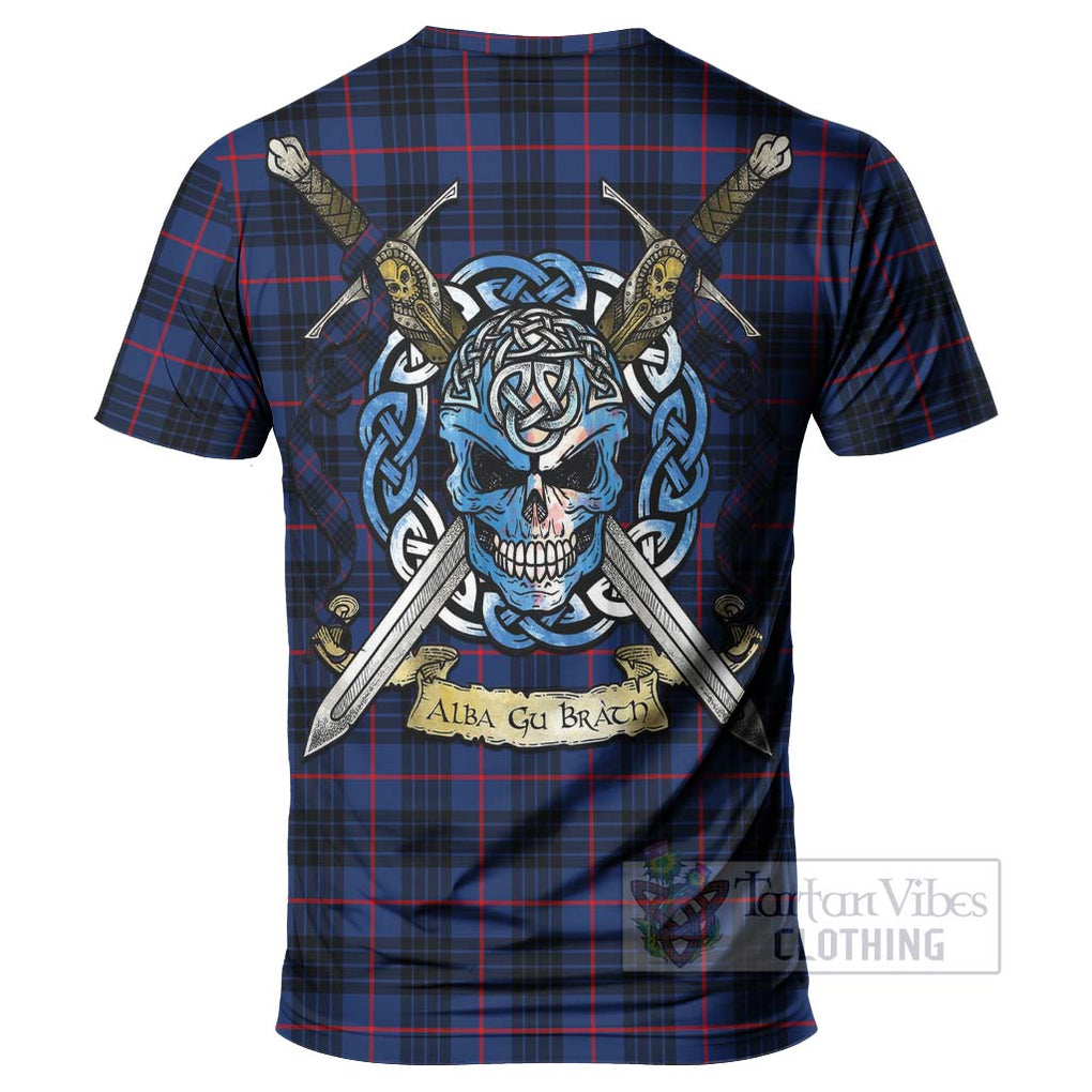 Morgan Tartan T-Shirt with Family Crest Celtic Skull Style - Tartan Vibes Clothing