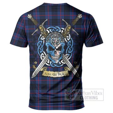 Morgan Tartan T-Shirt with Family Crest Celtic Skull Style - Tartan Vibes Clothing