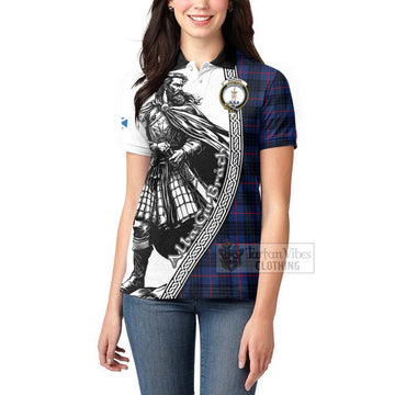 Morgan Tartan Clan Crest Women's Polo Shirt with Highlander Warrior Celtic Style - Tartan Vibes Clothing