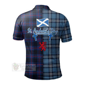Morgan Tartan Polo Shirt Happy St. Andrew's Day Half Tartan Style - Tartan Vibes Clothing