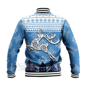 Morgan Clan Christmas Baseball Jacket Celtic Reindeer Style - Tartan Vibes Clothing