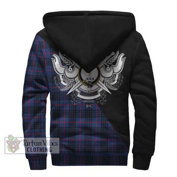 Morgan Tartan Sherpa Hoodie with Family Crest and Military Logo Style - Tartan Vibes Clothing