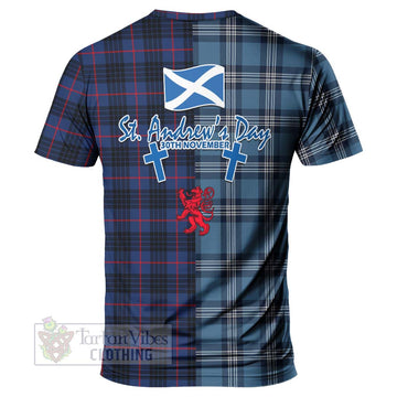 Morgan Tartan T-Shirt Happy St. Andrew's Day Half Tartan Style - Tartan Vibes Clothing