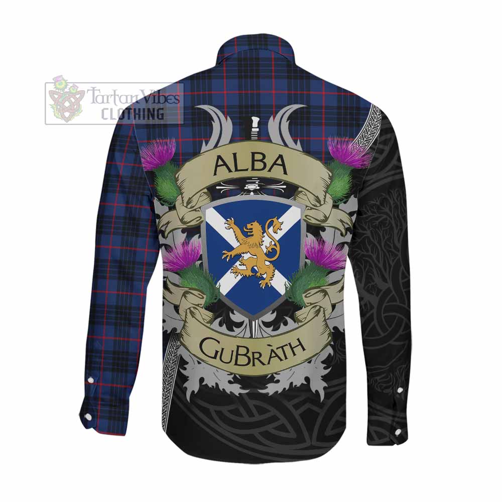 Morgan Tartan Family Crest Long Sleeve Button Shirt Lion Rampant Royal Thistle Shield Celtic Inspired Men's Shirt - Tartan Vibes Clothing