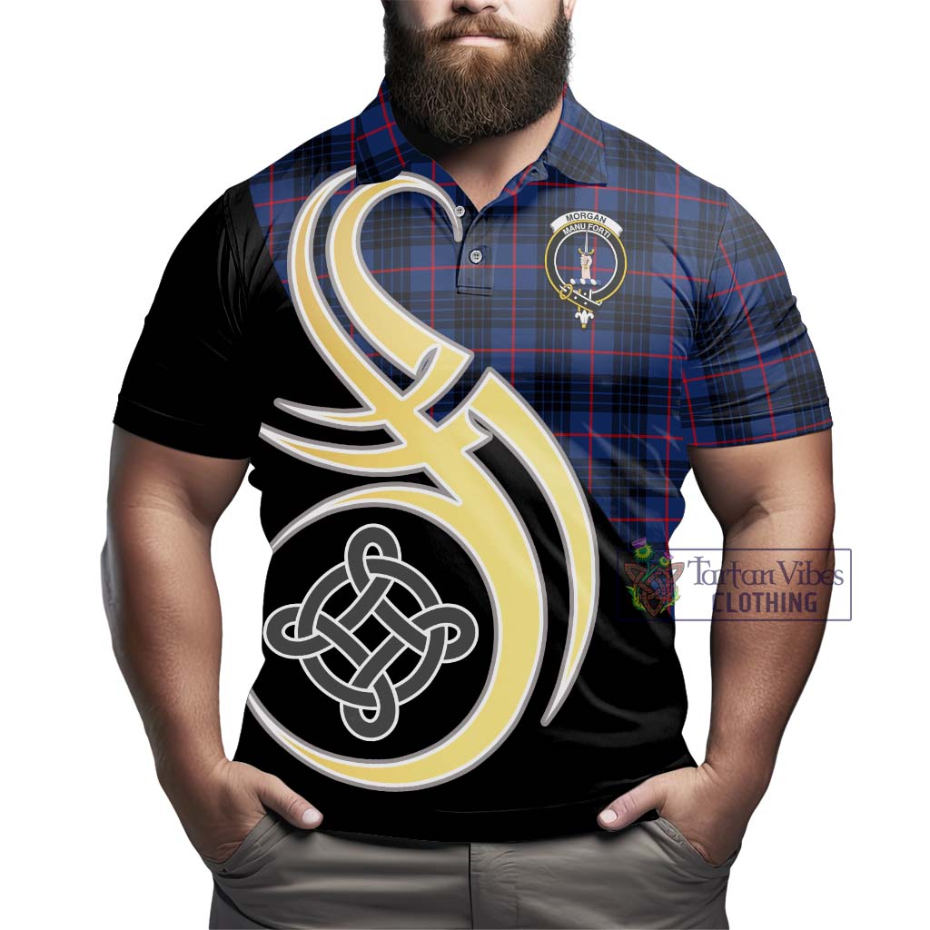 Morgan Tartan Polo Shirt with Family Crest and Celtic Symbol Style - Tartan Vibes Clothing