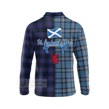 Morgan Tartan Long Sleeve Polo Shirt Happy St. Andrew's Day Half Tartan Style - Tartan Vibes Clothing