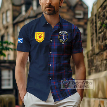 Morgan Tartan Hawaiian Shirt Alba with Scottish Lion Royal Arm Half Style - Tartan Vibes Clothing