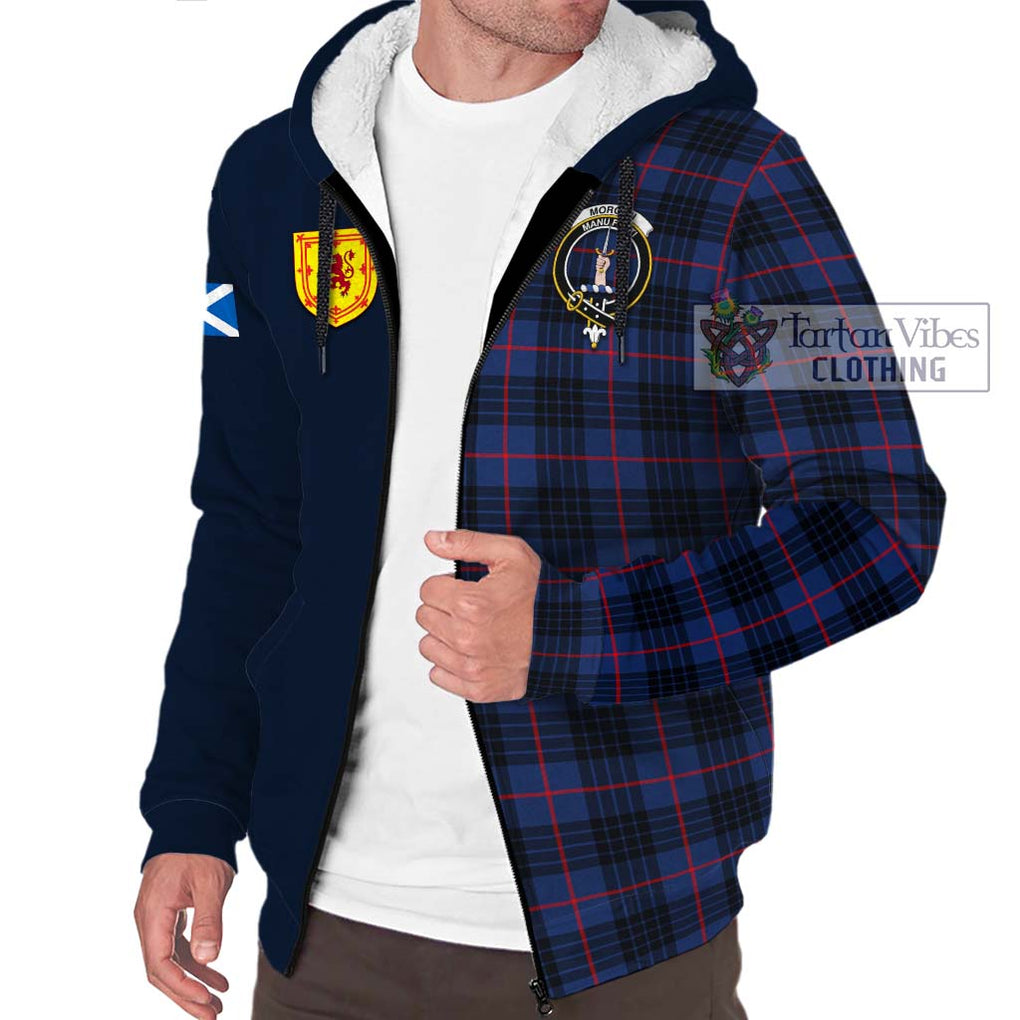 Morgan Tartan Sherpa Hoodie Alba with Scottish Lion Royal Arm Half Style - Tartan Vibes Clothing