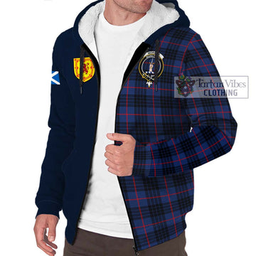 Morgan Tartan Sherpa Hoodie Alba with Scottish Lion Royal Arm Half Style - Tartan Vibes Clothing