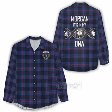 Morgan Tartan Women's Casual Shirt with Family Crest DNA In Me Style - Tartan Vibes Clothing