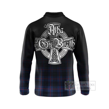 Morgan Tartan Long Sleeve Polo Shirt Featuring Alba Gu Brath Family Crest Celtic Inspired - Tartan Vibes Clothing