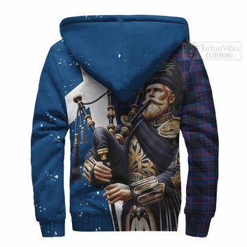 Morgan Tartan Sherpa Hoodie with Family Crest Scottish Bagpiper Vibes - Tartan Vibes Clothing