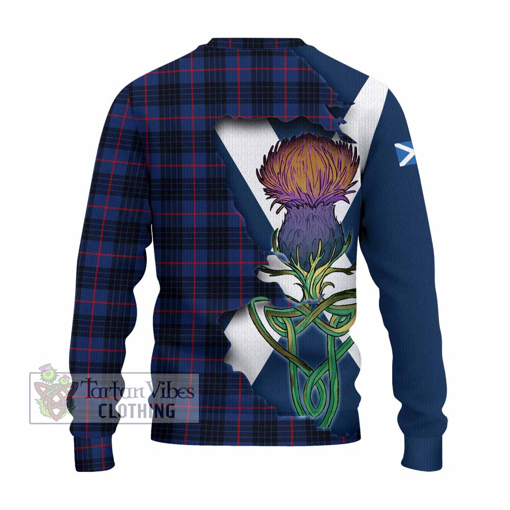 Tartan Vibes Clothing Morgan Tartan Family Crest Knitted Sweater Scottish Thistle Celtic Inspired