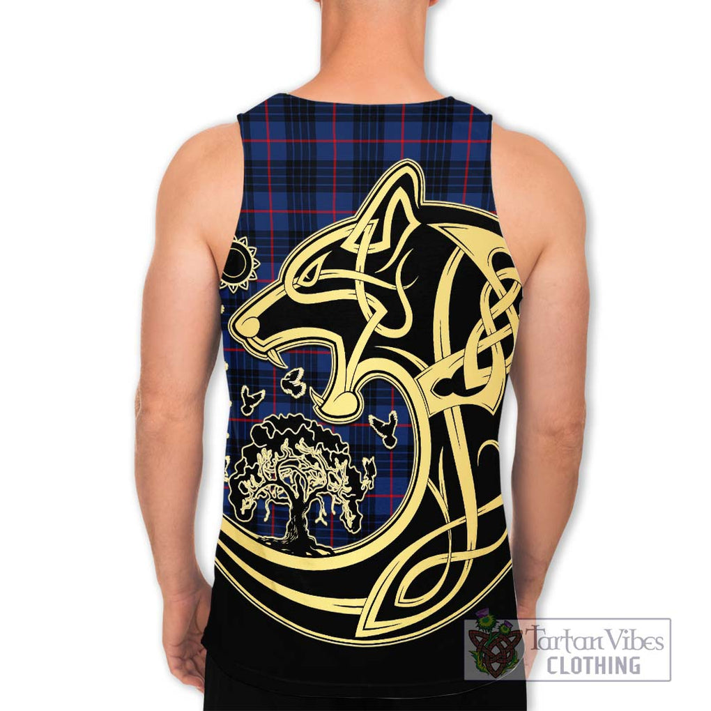 Morgan Tartan Men's Tank Top with Family Crest Celtic Wolf Style - Tartan Vibes Clothing