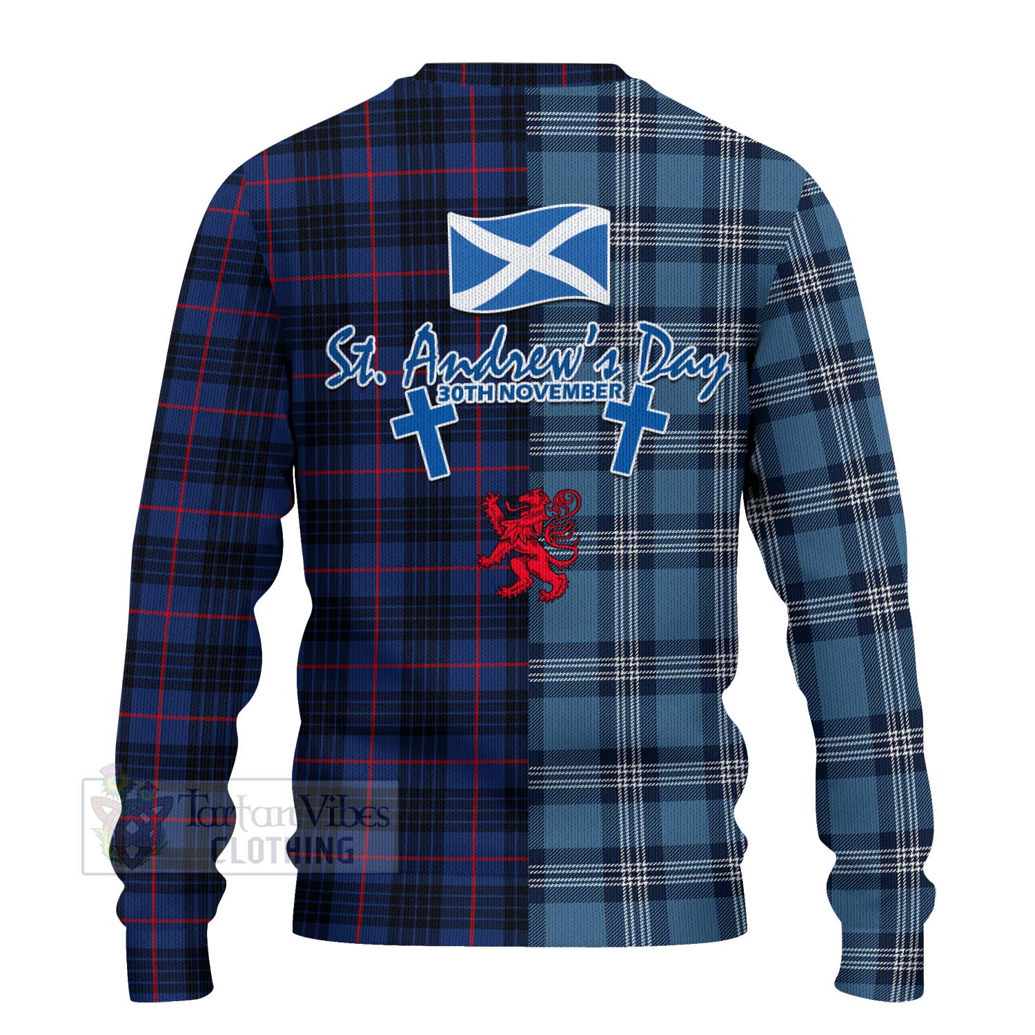 Morgan Tartan Knitted Sweater Happy St. Andrew's Day Half Tartan Style - Tartan Vibes Clothing