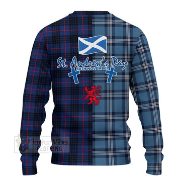 Morgan Tartan Knitted Sweater Happy St. Andrew's Day Half Tartan Style - Tartan Vibes Clothing