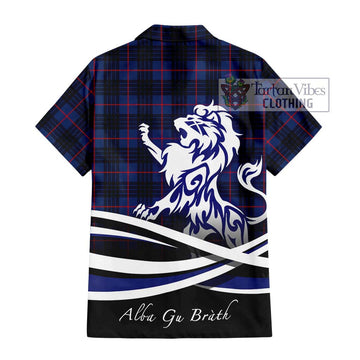 Morgan Tartan Hawaiian Shirt with Alba Gu Brath Regal Lion Emblem - Tartan Vibes Clothing