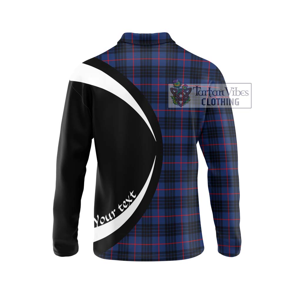 Morgan Tartan Long Sleeve Polo Shirt with Family Crest Circle Style - Tartan Vibes Clothing