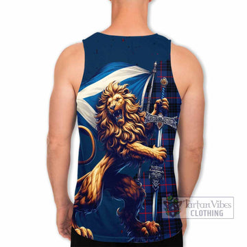 Morgan Tartan Family Crest Men's Tank Top with Scottish Majestic Lion - Tartan Vibes Clothing