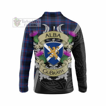 Morgan Tartan Family Crest Long Sleeve Polo Shirt Lion Rampant Royal Thistle Shield Celtic Inspired - Tartan Vibes Clothing