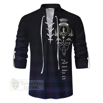 Morgan Tartan Ghillie Kilt Shirt Featuring Alba Gu Brath Family Crest Celtic Inspired - Tartan Vibes Clothing