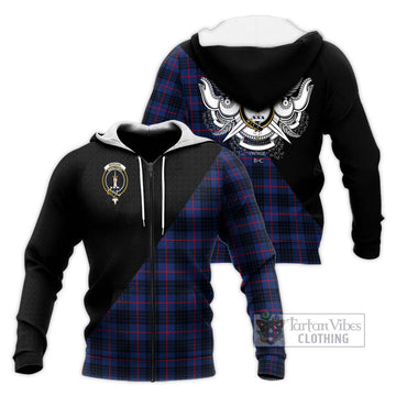 Morgan Tartan Knitted Hoodie with Family Crest and Military Logo Style Unisex Knitted Zip Hoodie - Tartan Vibes Clothing