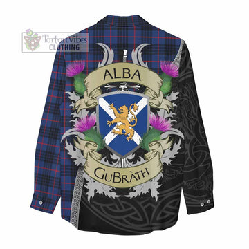 Morgan Tartan Family Crest Women's Casual Shirt Lion Rampant Royal Thistle Shield Celtic Inspired - Tartan Vibes Clothing