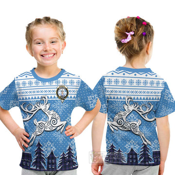 Morgan Clan Christmas Kid T-Shirt Celtic Reindeer Style - Tartan Vibes Clothing