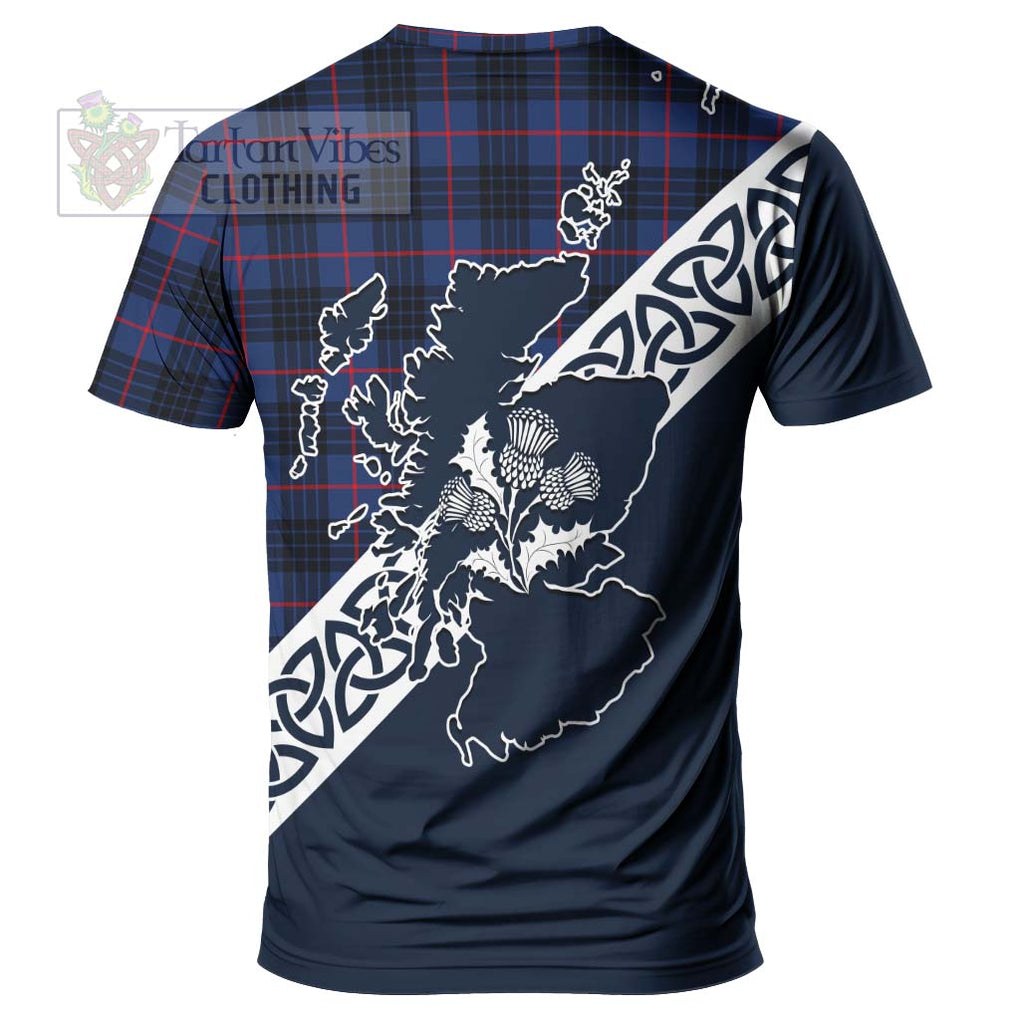 Morgan Tartan T-Shirt Featuring Thistle and Scotland Map - Tartanvibesclothing Store