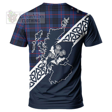 Morgan Tartan T-Shirt Featuring Thistle and Scotland Map - Tartanvibesclothing Store