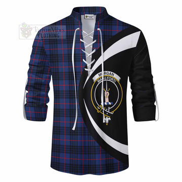 Morgan Tartan Ghillie Kilt Shirt with Family Crest Circle Style - Tartan Vibes Clothing