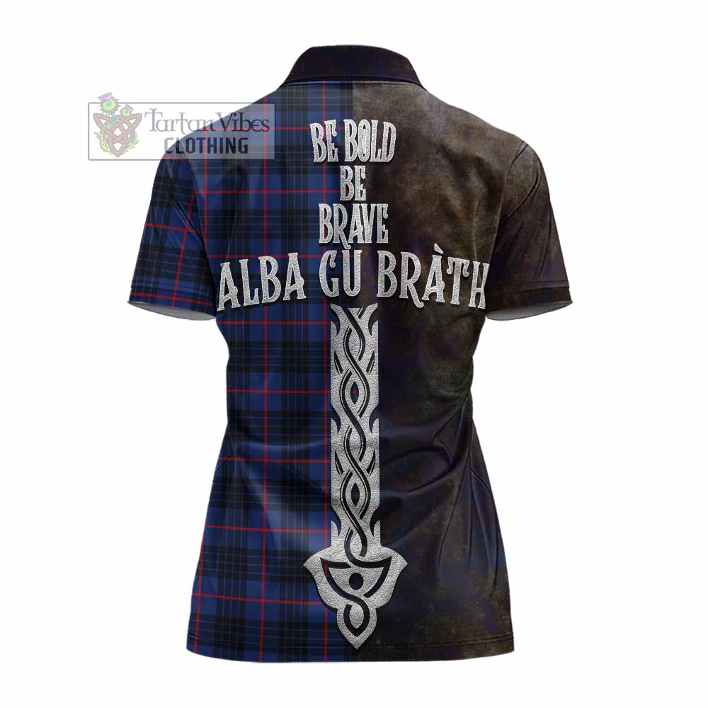 Tartan Vibes Clothing Morgan Tartan Family Crest Women's Polo Shirt Alba Gu Brath Be Brave Lion Ancient Style