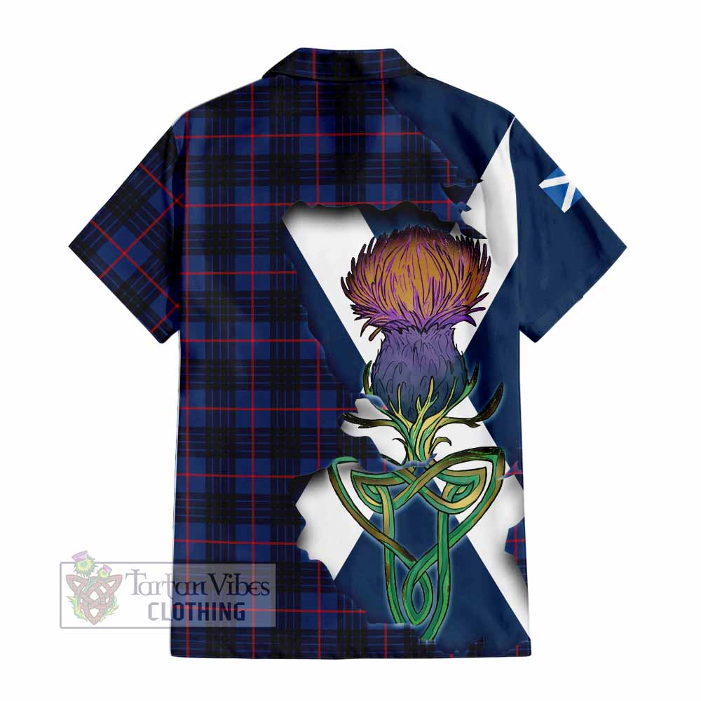 Tartan Vibes Clothing Morgan Tartan Family Crest Short Sleeve Button Shirt Scottish Thistle Celtic Inspired