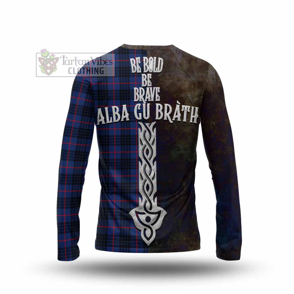 Tartan Vibes Clothing Morgan Tartan Family Crest Long Sleeve T-Shirt Alba Gu Brath Be Brave Lion Ancient Style