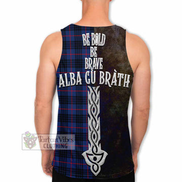 Morgan Tartan Family Crest Men's Tank Top Alba Gu Brath Be Brave Lion Ancient Style