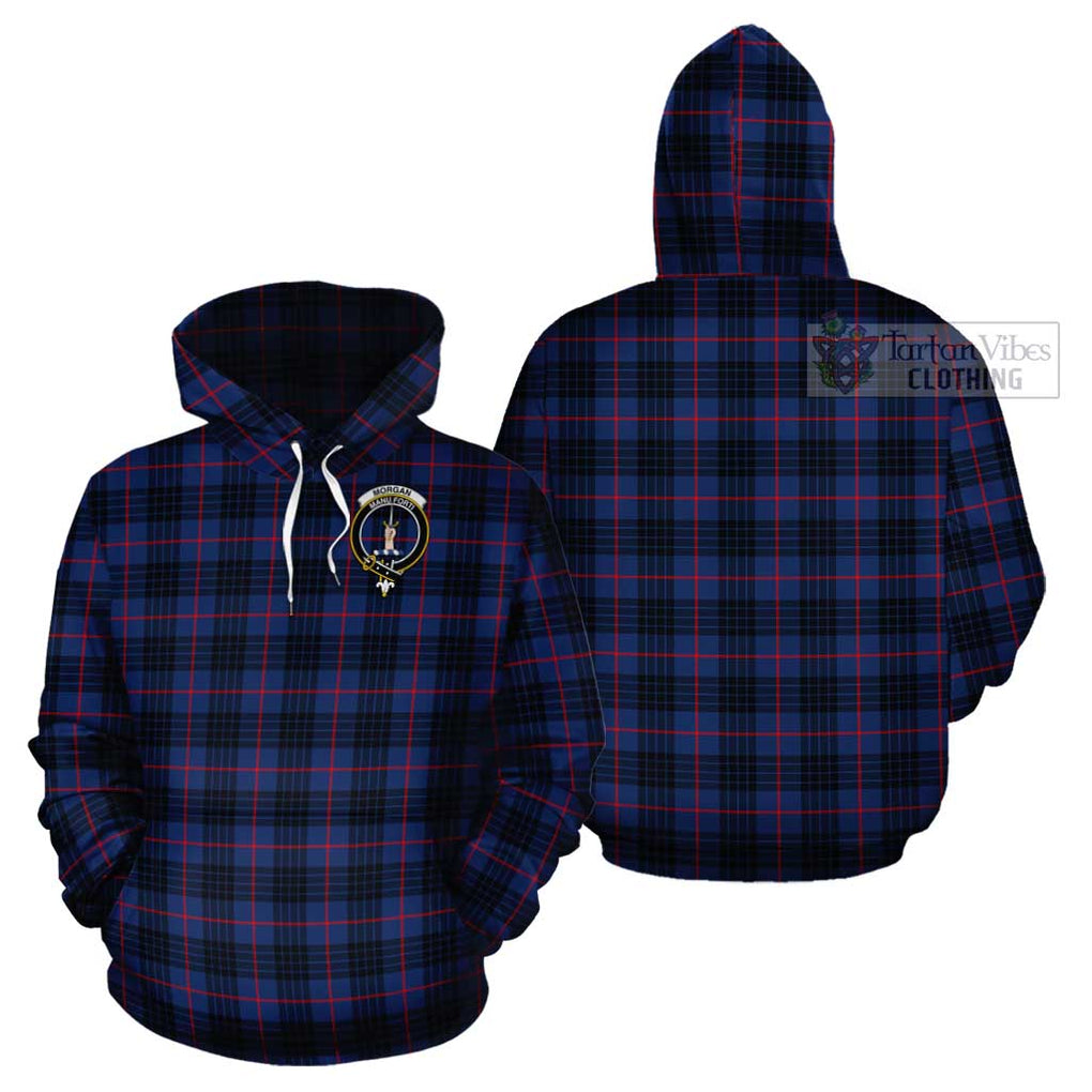 Morgan Tartan Cotton Hoodie with Family Crest Pullover Hoodie - Tartan Vibes Clothing