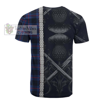 Morgan Tartan Cotton T-shirt with Family Crest Cross Sword Thistle Celtic Vibes - Tartan Vibes Clothing