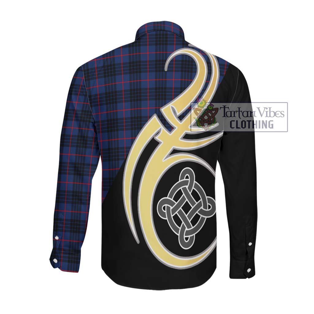 Morgan Tartan Long Sleeve Button Shirt with Family Crest and Celtic Symbol Style Men's Shirt - Tartan Vibes Clothing