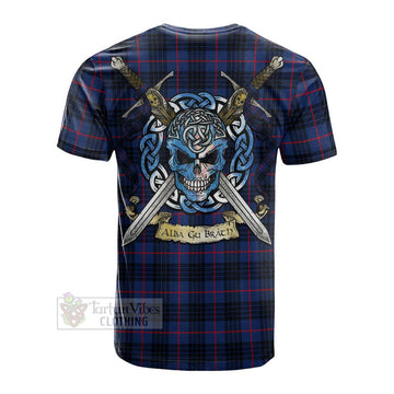 Morgan Tartan Cotton T-shirt with Family Crest Celtic Skull Style Men's Shirt - Tartan Vibes Clothing