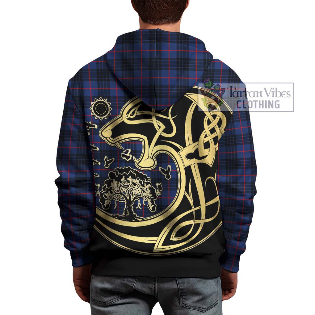 Morgan Tartan Hoodie with Family Crest Celtic Wolf Style - Tartan Vibes Clothing
