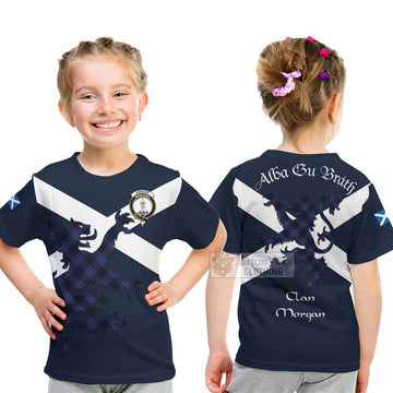 Morgan Tartan Lion Rampant Kid T-Shirt Proudly Display Your Heritage with Alba Gu Brath and Clan Name - Tartan Vibes Clothing