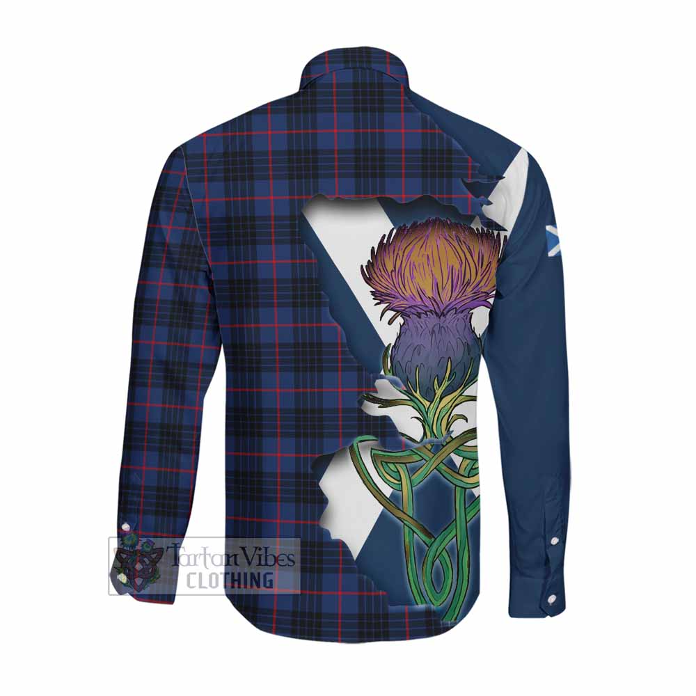 Tartan Vibes Clothing Morgan Tartan Family Crest Long Sleeve Button Shirt Scottish Thistle Celtic Inspired