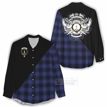 Morgan Tartan Women's Casual Shirt with Family Crest and Military Logo Style - Tartan Vibes Clothing