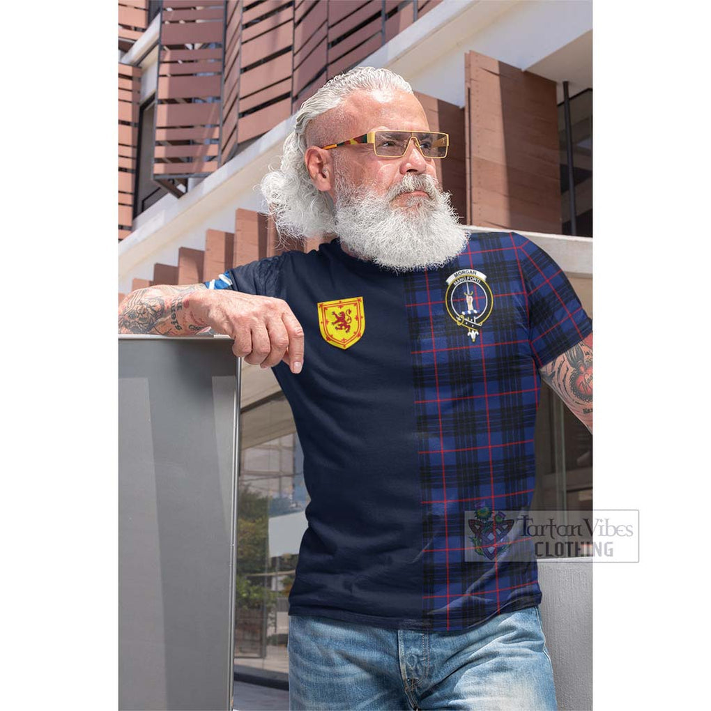 Morgan Tartan Cotton T-shirt Alba with Scottish Lion Royal Arm Half Style Men's Shirt - Tartan Vibes Clothing